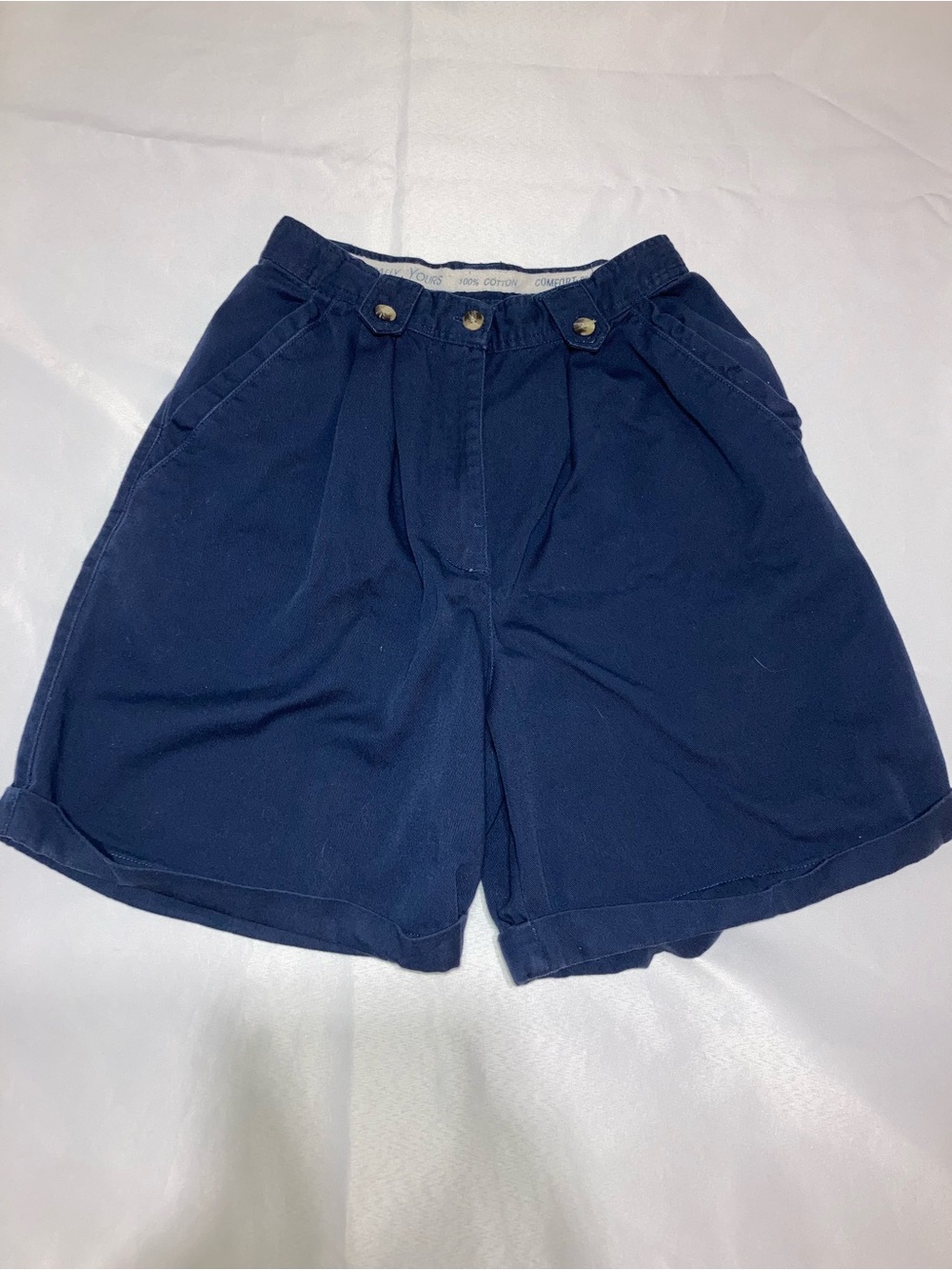 Kikomo High-Waist Navy Cotton Blend Women's Shorts